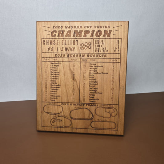 NASCAR Champion Season Plaque Hardwood 8x10