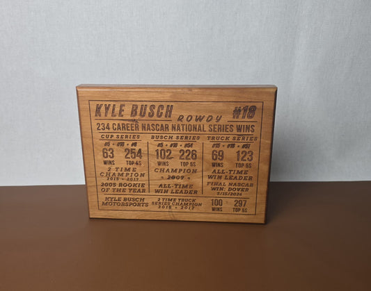 NASCAR Driver Career Plaque Hardwood 6x8