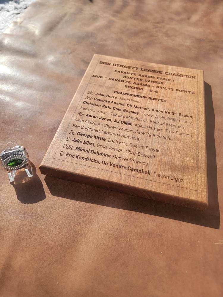 Fantasy Baseball Championship Plaque Custom 6x8 Hardwood