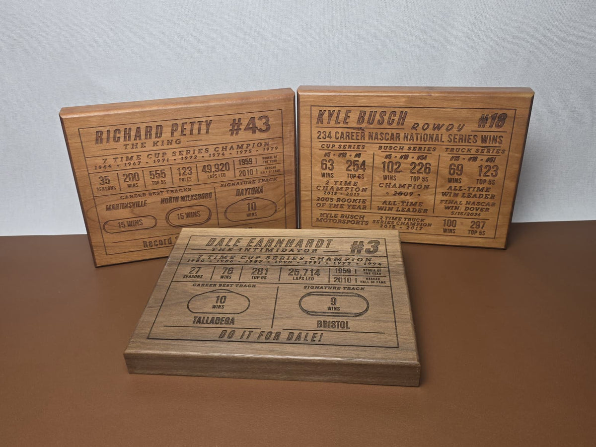 NASCAR Driver Career Plaque Hardwood 6x8