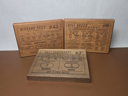 NASCAR Driver Career Plaque Hardwood 6x8