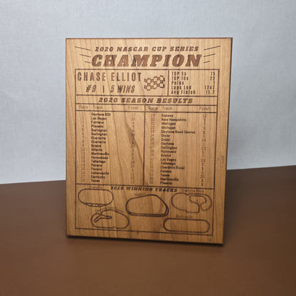 NASCAR Champion Season Plaque Hardwood 8x10
